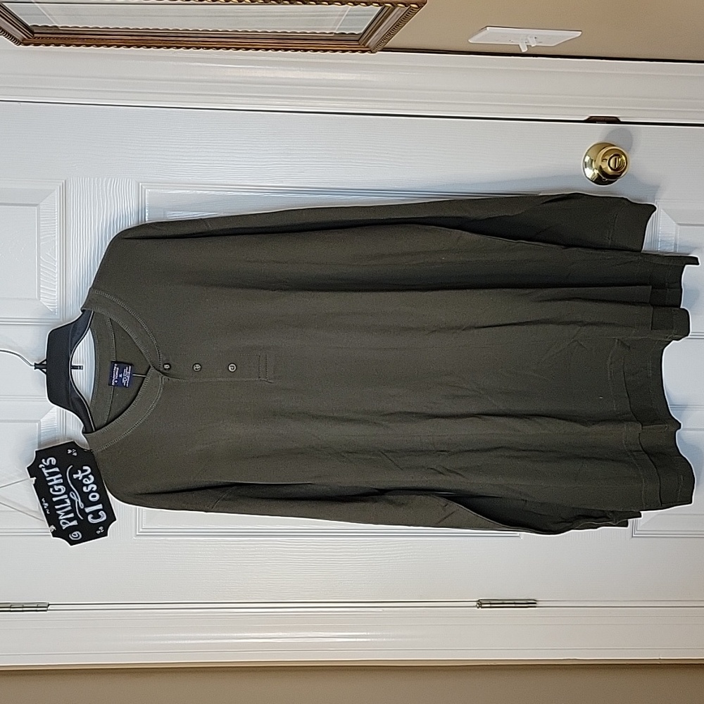 Roundtree & Yorke XL Long Sleeve Henley T-Shirt New Olive Green